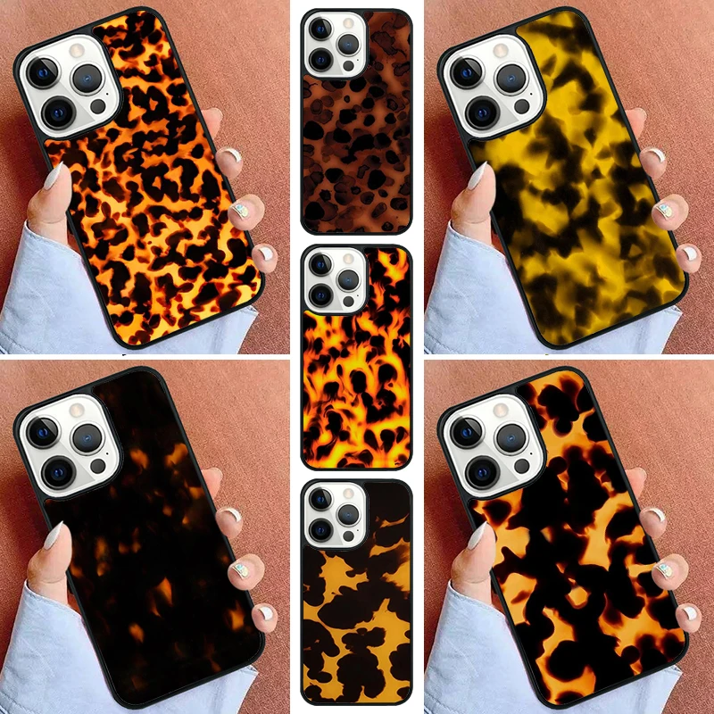 Tortoise Shell Pattern Phone Case For iPhone 16 15 14 Pro 11 13 12 Mini Max SE 2020 6 7 8 Plus Cover Capa