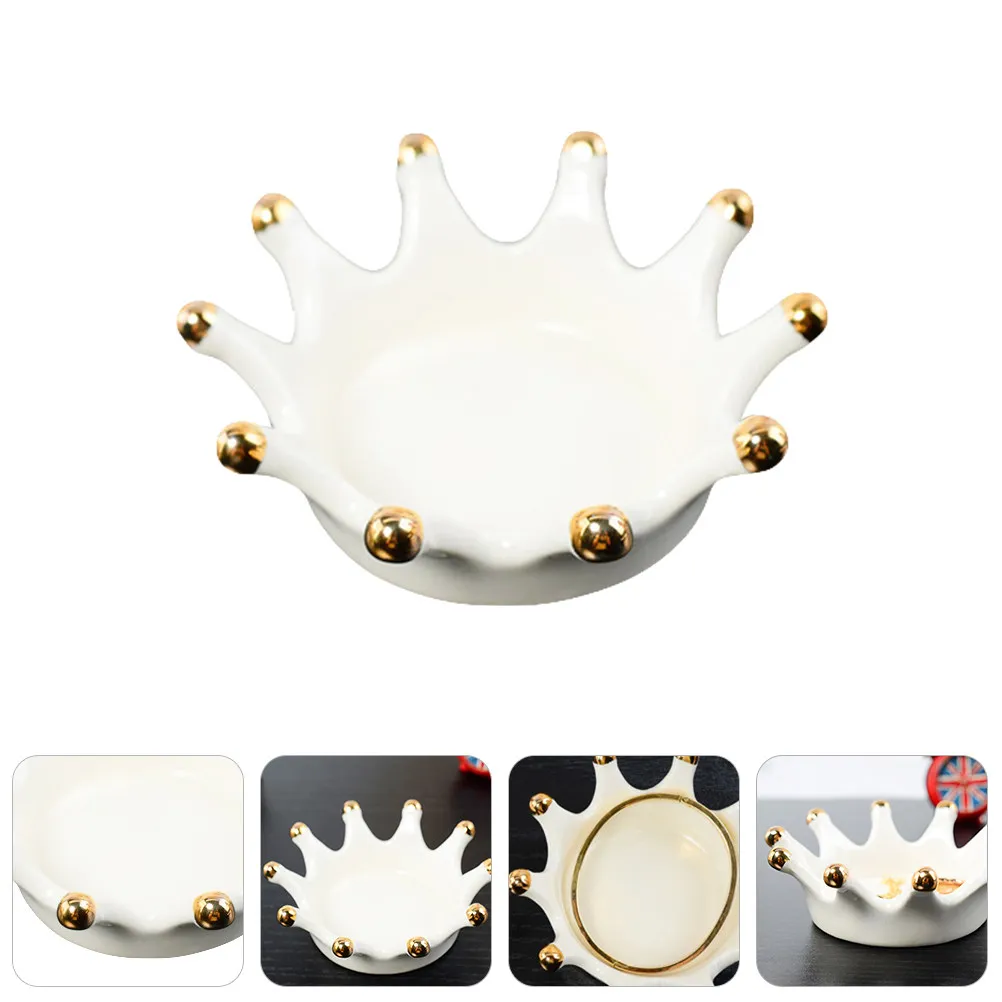 

1Pcs Crown Shape Jewelry Tray Ceramic Decorative Disc Creative Key Holder Elegant Jewelry Organizer Display Accessories