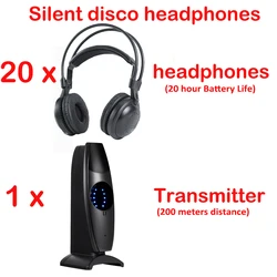 Ultra Low Bass Silent Disco Wireless Headphones 20pcs Bundle For Family Pary Club Conference Fitness