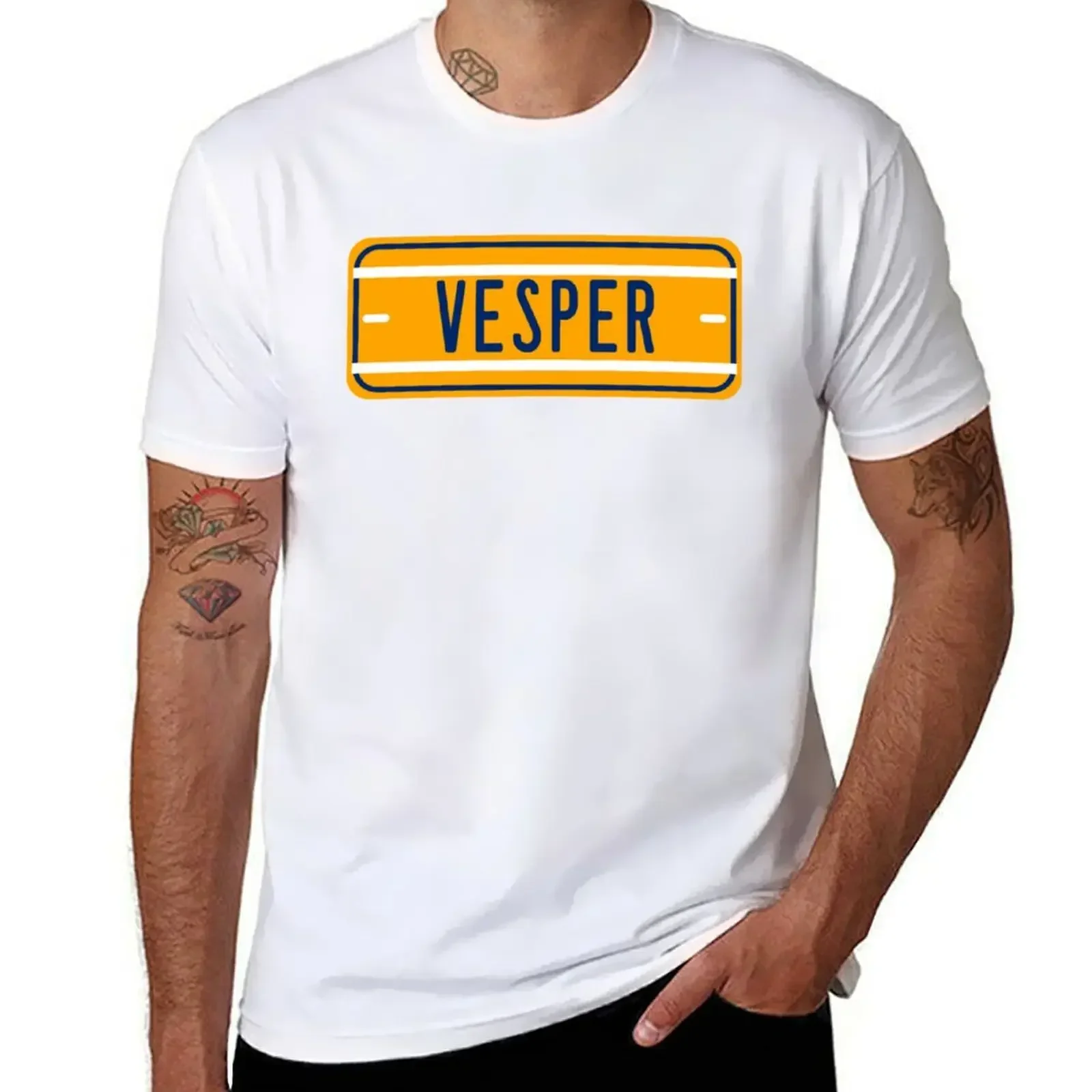 

Vesper Name Custom Number Plate - Gift For Vesper (Orange version) T-Shirt man clothes mens designer t shirt