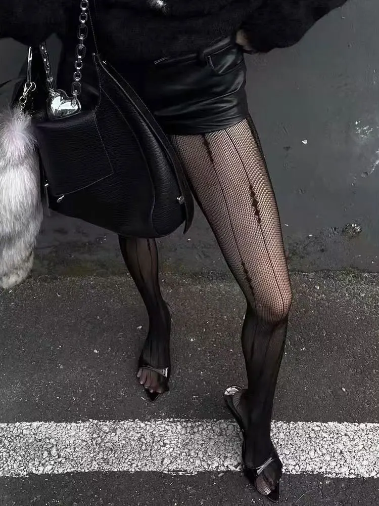 القوطية النساء لوليتا طماق جوفاء خارج شبكة الرجعية الفتيات جوارب اليابانية القاع جوارب طويلة من الدانتيل الأزهار الروطان الجوارب السوداء #3