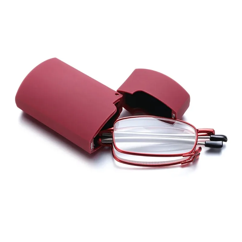 حار الأزياء تصميم صغير نظارات القراءة الرجال النساء للطي نظارات صغيرة إطار نظارات معدنية سوداء مع الصندوق الأصلي المحمولة #5