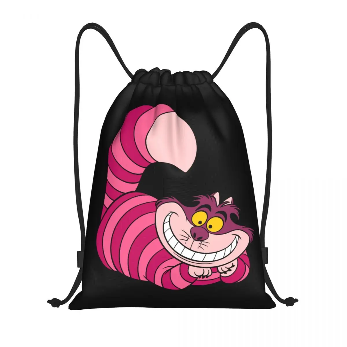 Custom Cheshire Cat Drawstring Backpack Bags Men Lightweight Alice In Wonderland Cartoon Gym Sports Sackpack Sacks for Training