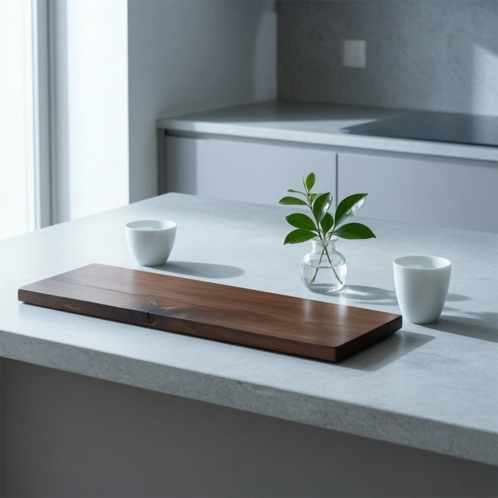 Dry Tea Tray Sleek-Profile Walnut Tea Tray Rectangle Platter Hand-Finished Artisanal for Minimalists