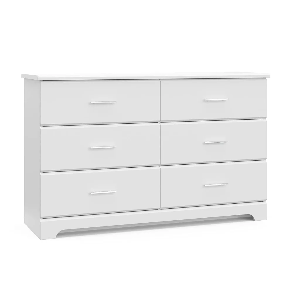 6 Drawer Double Dresser (White) ,Dresser For Nursery, Kids, Chest Of Drawers