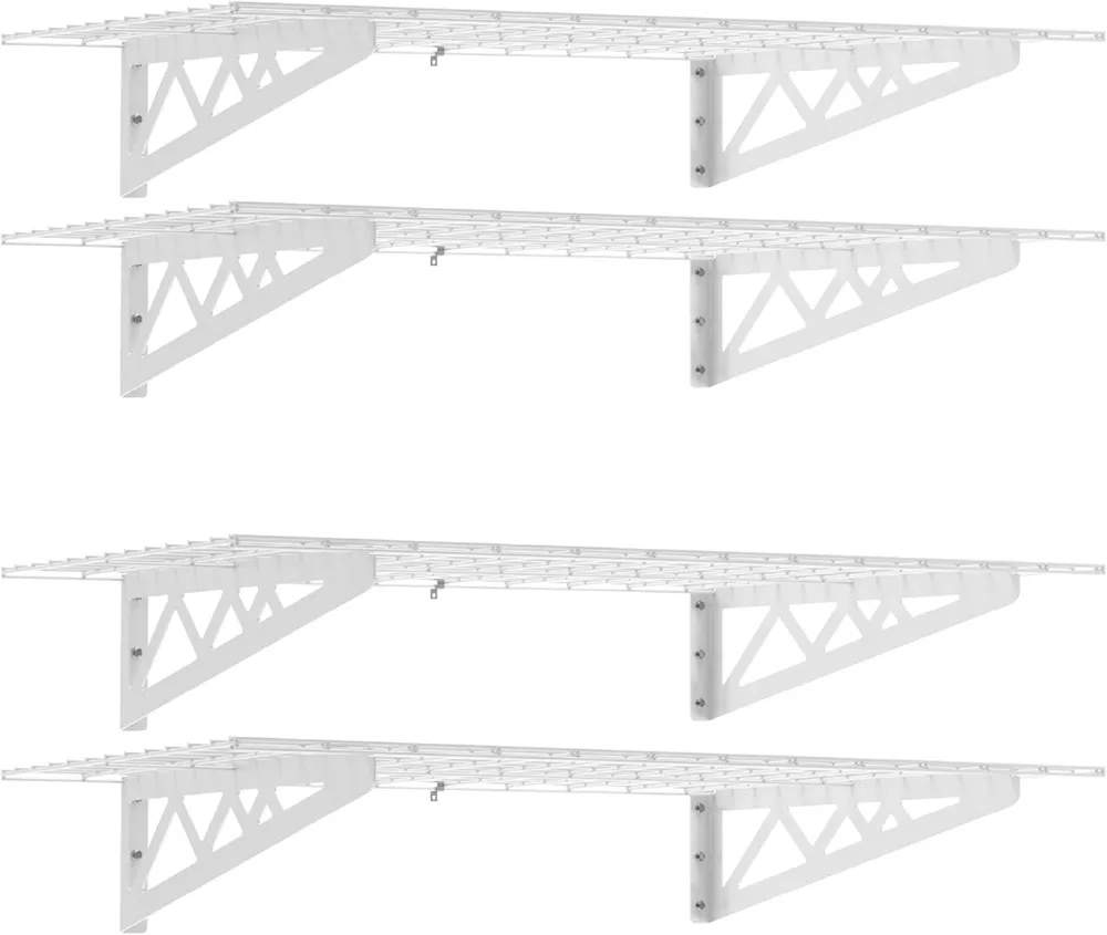 SafeRacks-Estantería de pared de 24x48 pulgadas, Unidad de montaje para estante de almacenamiento, estantes de despensa, estantería de utilidad, pesado, 4 Pk