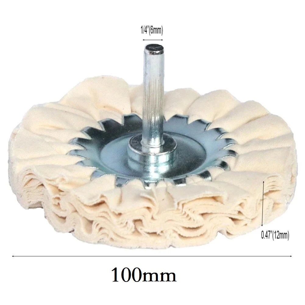 Mola per lucidatura Ruota per lucidatura per vie aeree Spessore 12 mm Bianco 4 pollici Diametro 100 mm Gambo 6 mm Per acciaio inossidabile