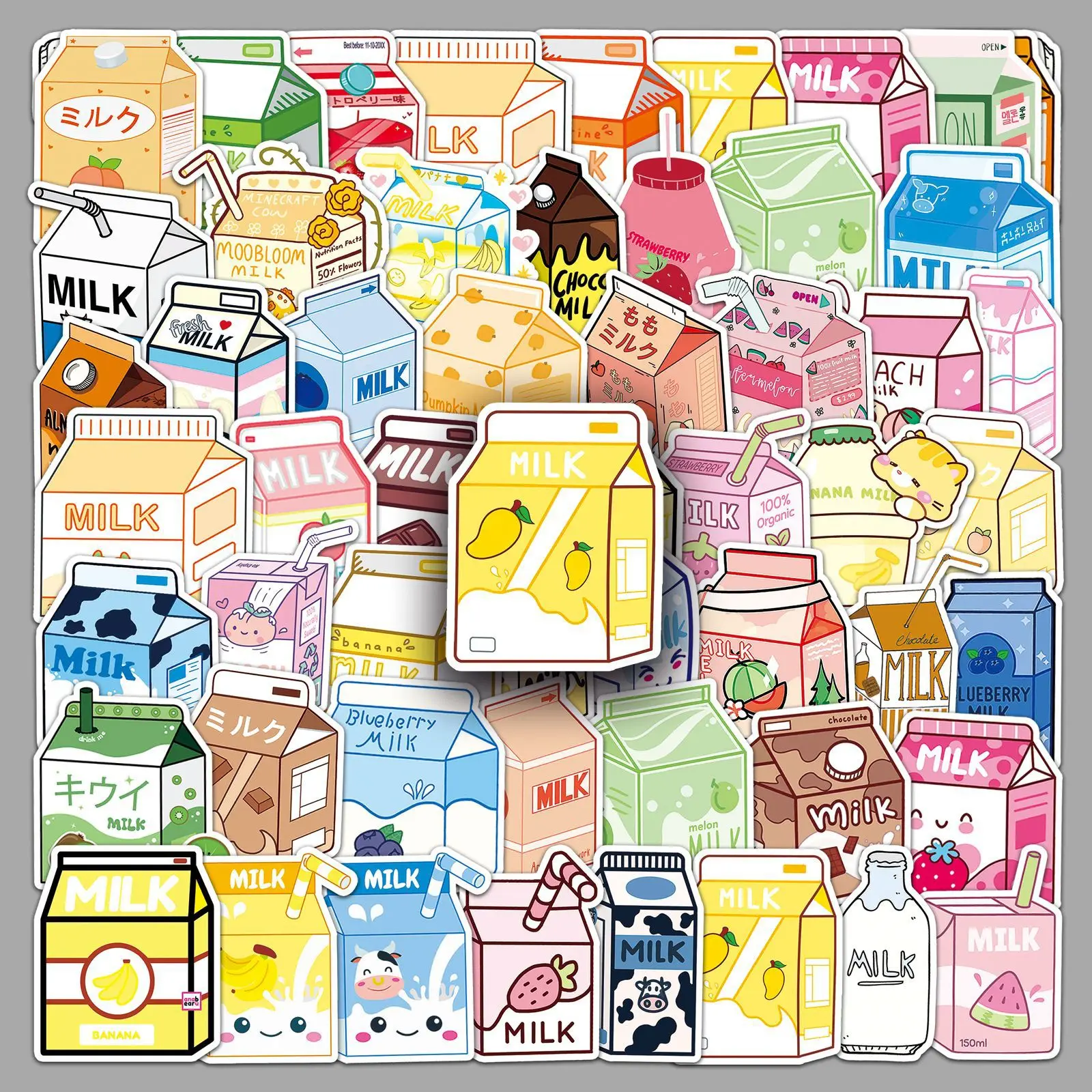 

10/30/50Pcs Milk Graffiti Stickers Personalized Cartoon Cute Beverage Decoration Stickers DIY Guitar Water Cup Skateboard