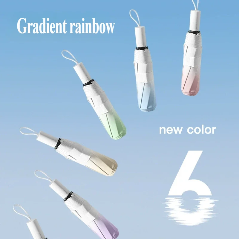 Guarda-chuva automático com cor gradiente, extra grande para duas pessoas, dobrável, guarda-chuva automático feminino para chuva e sol, com proteção UV preta.