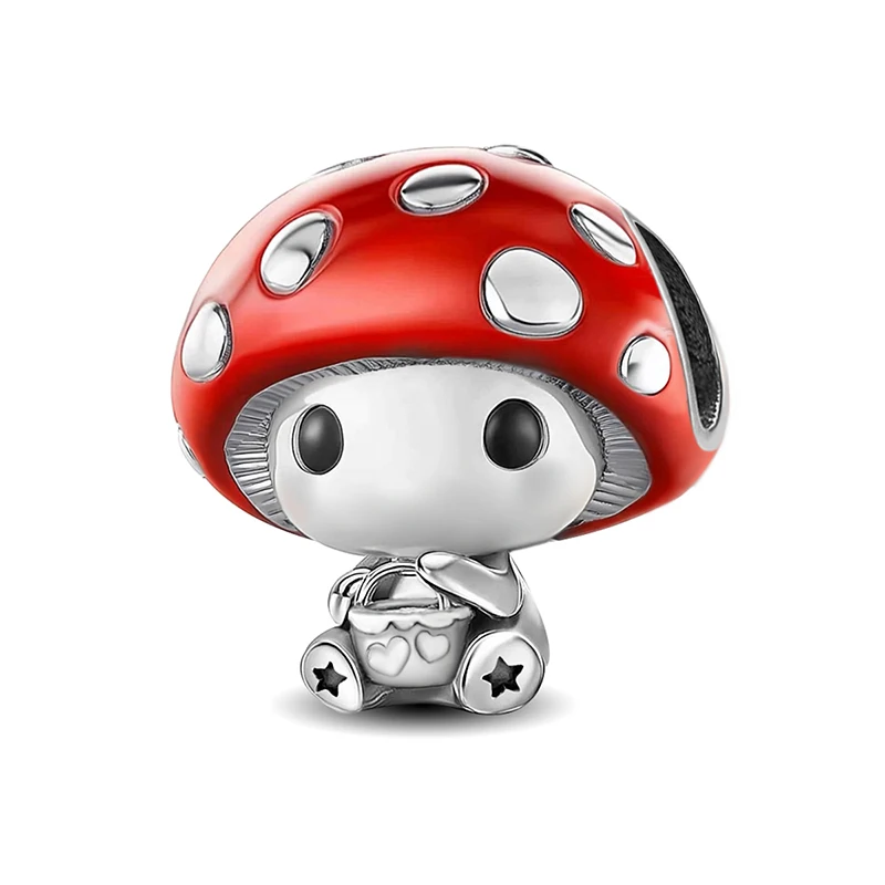 925 Sterling Silver Cute Personalized Mushroom House Series Charm Pendant for Bracelets DIY Women's High Quality Fine Jewelry