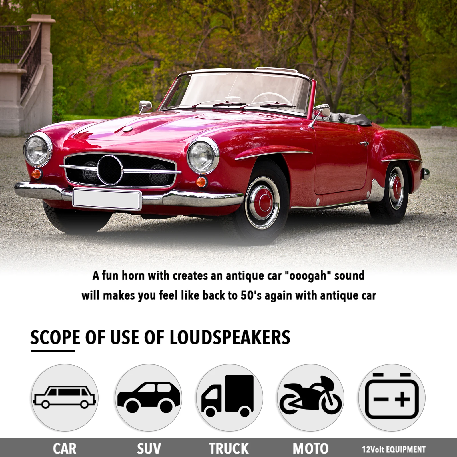 12 فولت خمر OO-GA Oogah القرن الكلاسيكي لفورد نموذج العتيقة الطراز القديم مدرسة كروم 110dB سيارة دراجة نارية #3