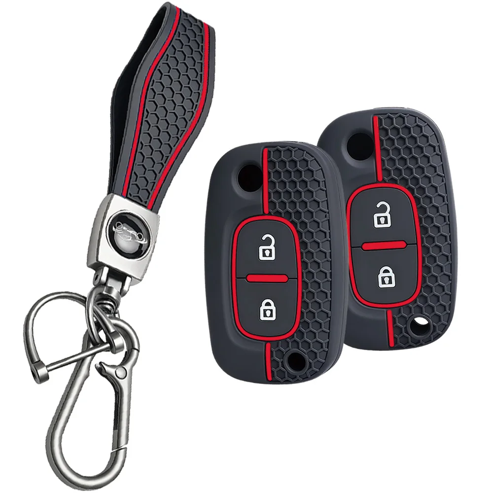 For Renault Clio 3 Twingo 2 Modus Kangoo Scenic 2 Megane 2 silicone car key fob cover with wrist strap and carabiner
