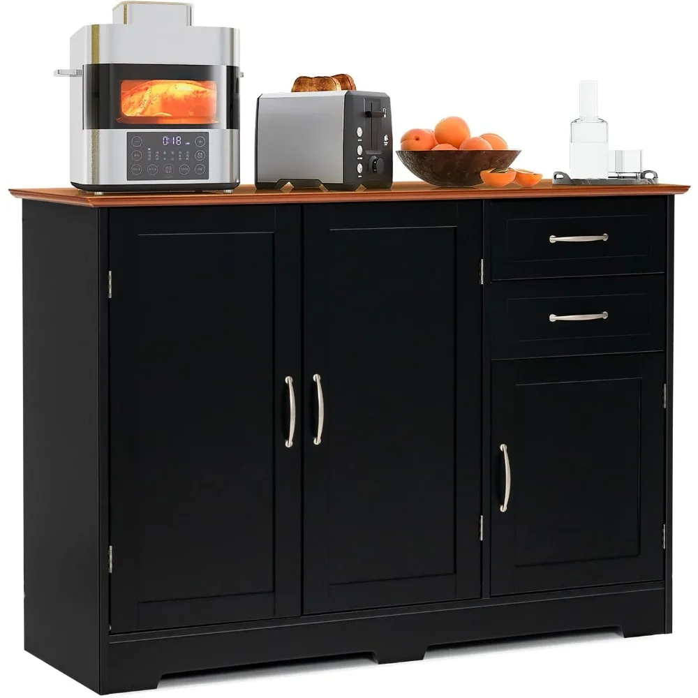 

Buffet Cabinet With Storage, Modern Bar With 3 Doors, 2 Drawers & Adjustable Shelf, Kitchen Sideboard Console Table for Liv