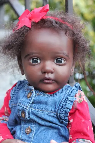 FBBD Customized Limited Supply 24inch Reborn Baby Ayana With Hand-Rooted Curly Black Hair Dark Skin Already Finished Doll