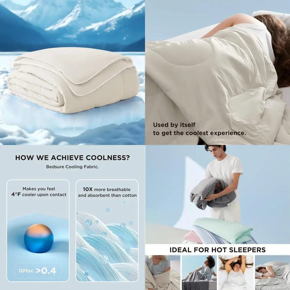 

Охлаждающее одеяло Queen Size для тех, кто потеет во сне - дышащий лен, легкое, 90x90 дюймов