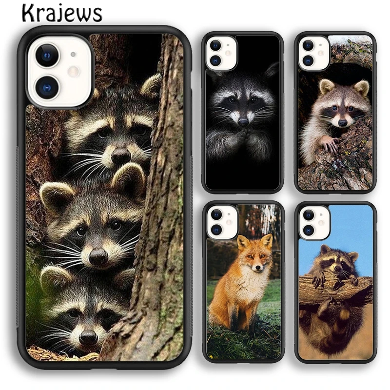 Krajews Animal raccoon fox Soft Phone Case Cover For iPhone 16 15 SE2020 14 6 7 8 plus 11 12 13 pro max Plus coque Fundas