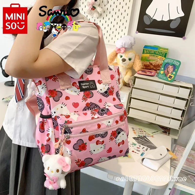 HelloKitty-Bolso cruzado con dibujos animados para mujer, bolsa de almacenamiento informal de gran capacidad, alta calidad, a la moda, novedad de 2024