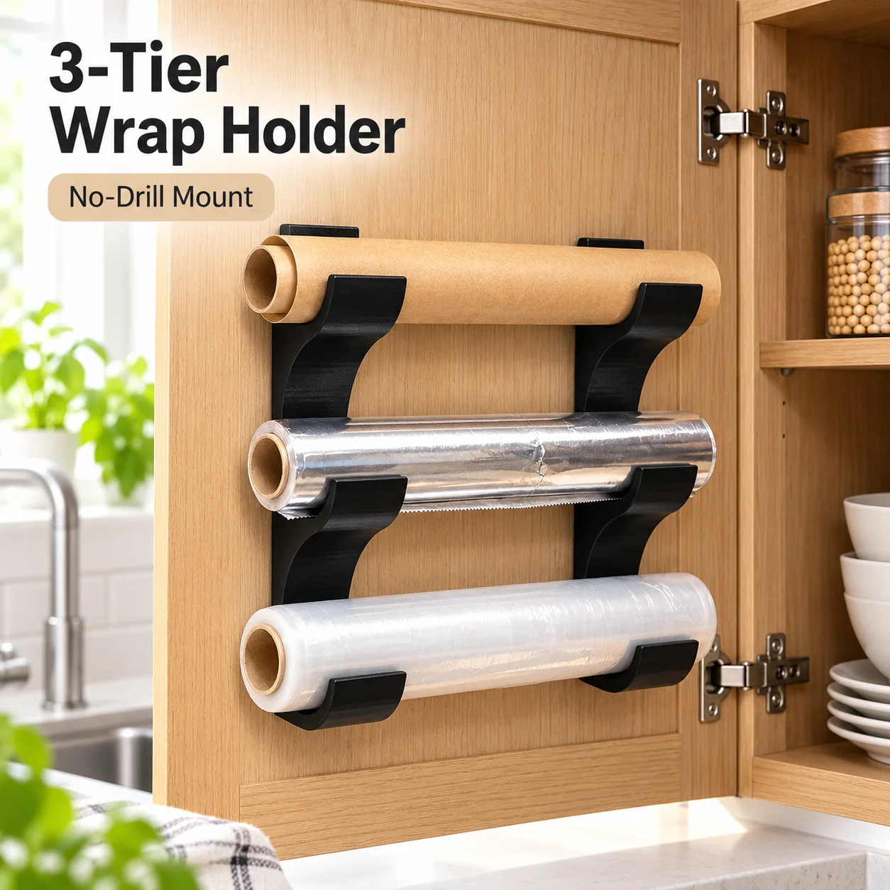 Kitchen Cabinet Baking Organizer - Suporte para Papel de Cozinha de