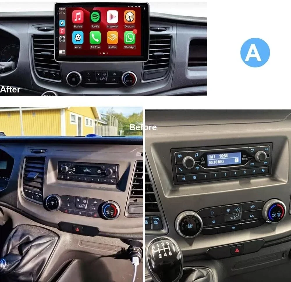 Android 14 GPS Navigation For Transit Custom 2018 - 2022 10in Car Stereo Radio Compatible Wireless and Wired Carplay Android