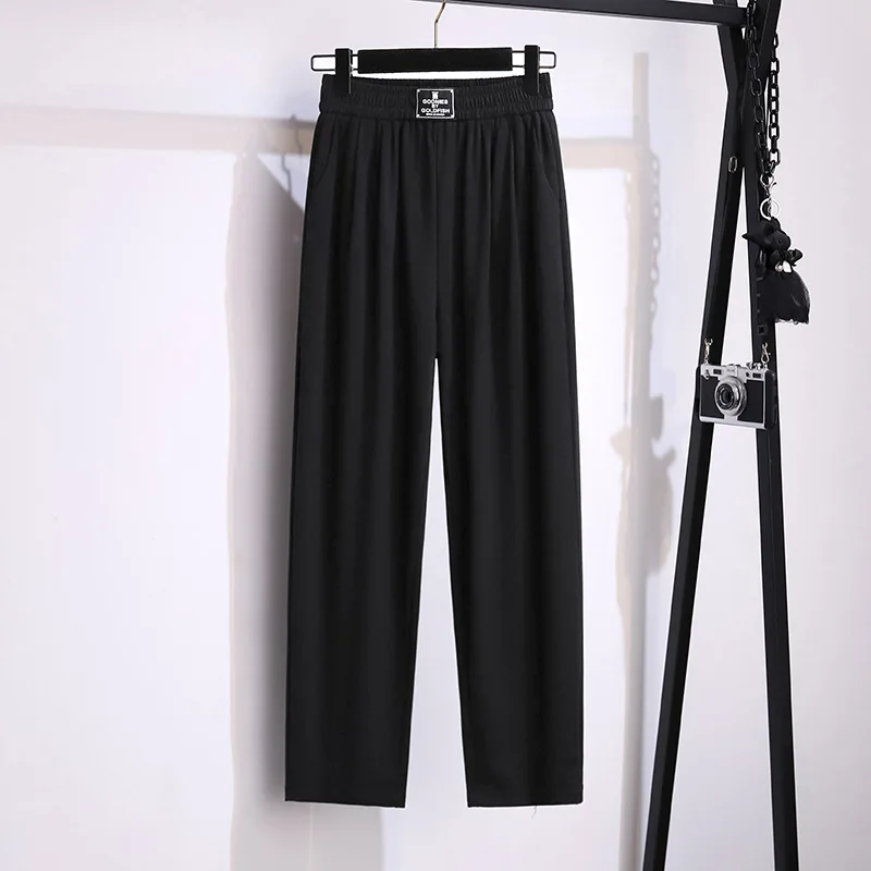 100/150kg Big Size Women Clothing Summer 2023 Women Harlan Pants Show Thin High Waist Casual Pants Loose Tencel Cropped Pants