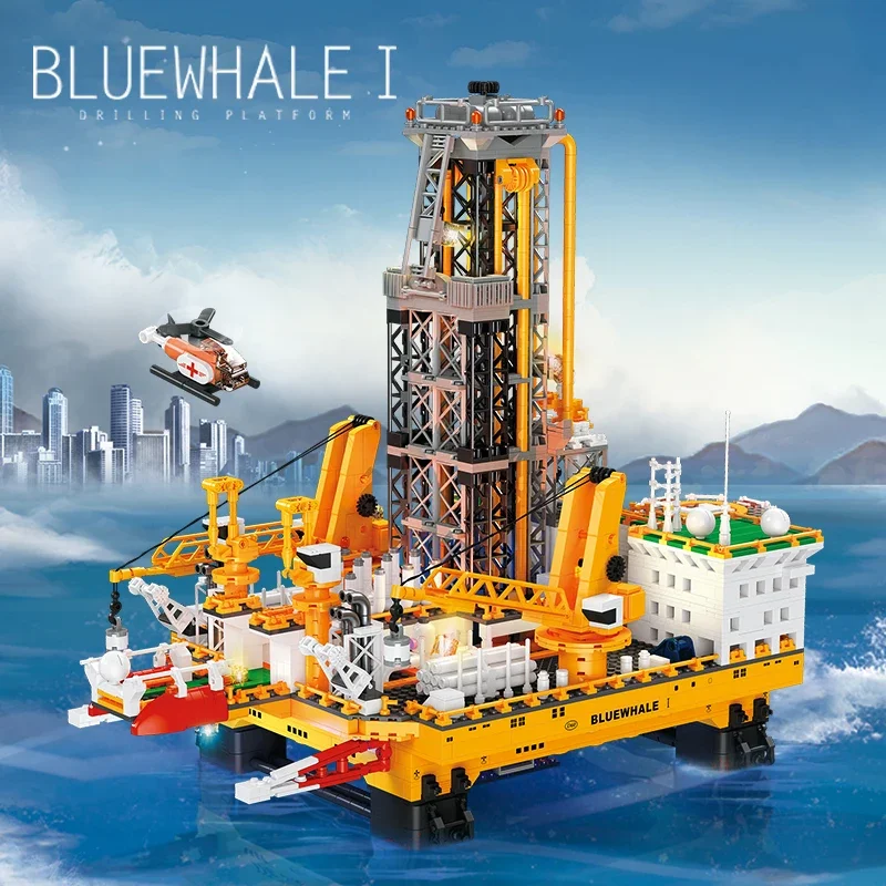 

3271PCS Offshore oil wells Building Blocks Drilling Platform Model Light Bricks Desktop Decoration Toys For Kids Holiday Gifts