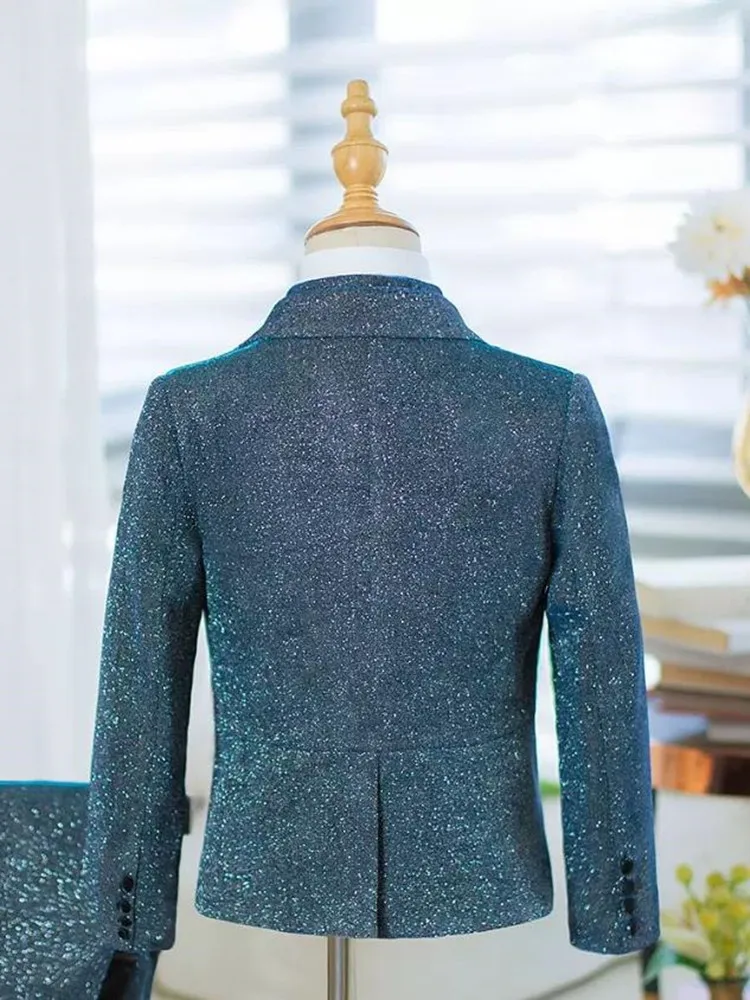 Children\'s Sets High-End Handmade Flower Boy Host Piano Performance Blazer Traje De Niño Para Boda Boys Suits A4071