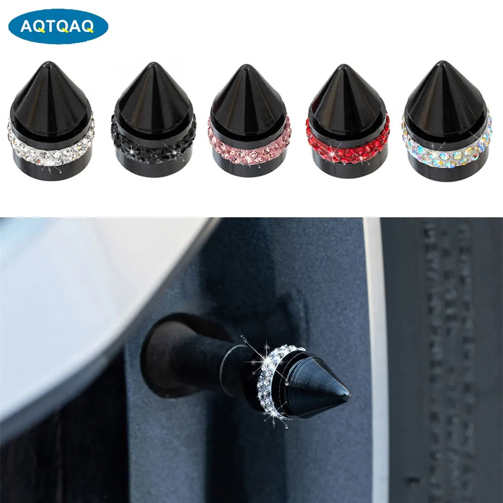 4 Pcs Bling Tire Valve Caps, Handmade Crystal Rhinestone Dimand Tire Caps, Aluminum Alloy Valve Stem Caps Bling Car Accessories