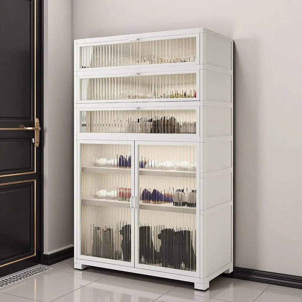 

Household door aluminum alloy shoe cabinet easy assembly outdoor bedroom storage balcony shoe cabinet waterproof sunscreen locke
