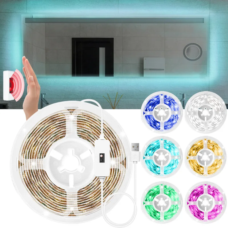 

USB 5V Led Strip Lights Hand Sweep Flexible Tape PIR Motion Sensor Switch Dimmable Lamp For Bedroom Kitchen Wardrobe Decoration