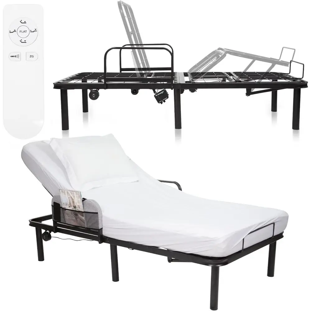 

Vive Adjustable Bed Bas(Twin) - Electric Heavy Duty Metal Platorm Bed e with Adjustable Base or Hospital Mattr- Remote or , Leg