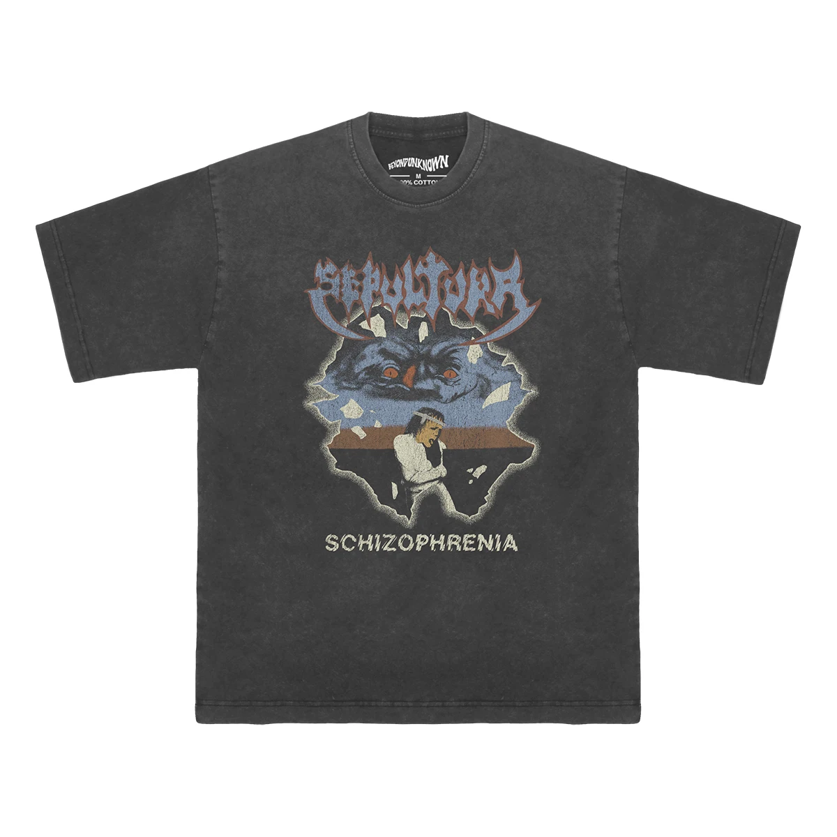 Sepultura Thrash Metal T-Shirt Men's Washed Black Gray