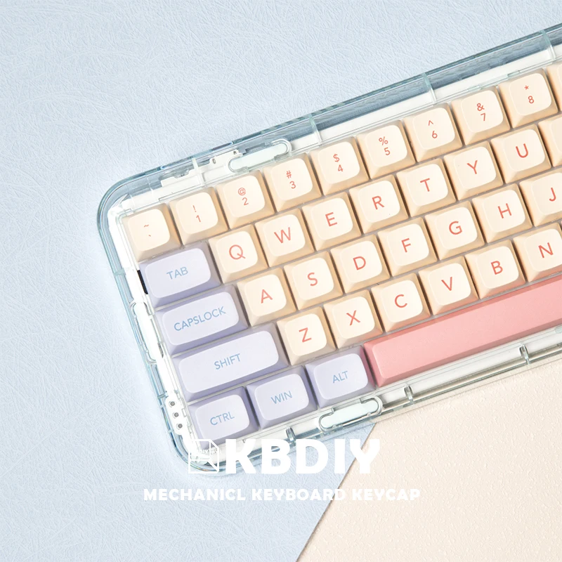 KBDiy 132Keys/Set XDA Profile PBT Keycaps for Mechanical Keyboard DIY Custom DYE-SUB Marshmallow 61 Cute Pink Purple Keycap