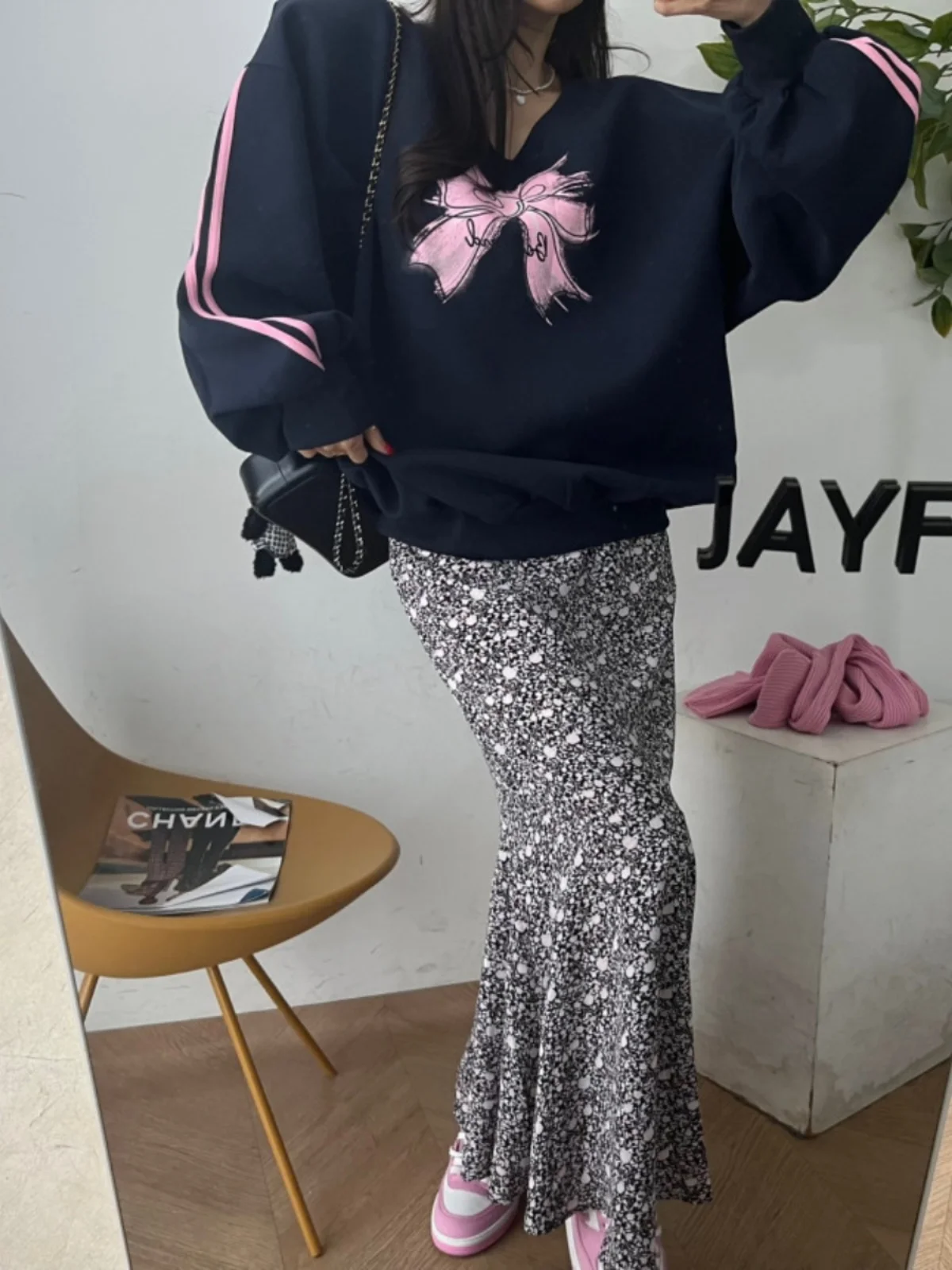 

Floral Print ter Ne Long Dr Women's Retro Elastic Waist Slimming Chiffon Dra Ele All-Match Bodycon Fi Tail ...