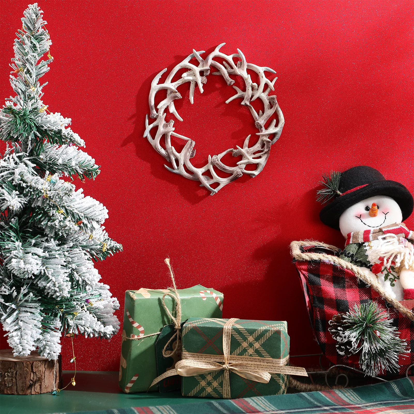 

Венок с имитацией рога, праздничный рождественский венок, декор для гостиной, спальни, офиса, Рождественский сад, настенное украшение, украшение для дома