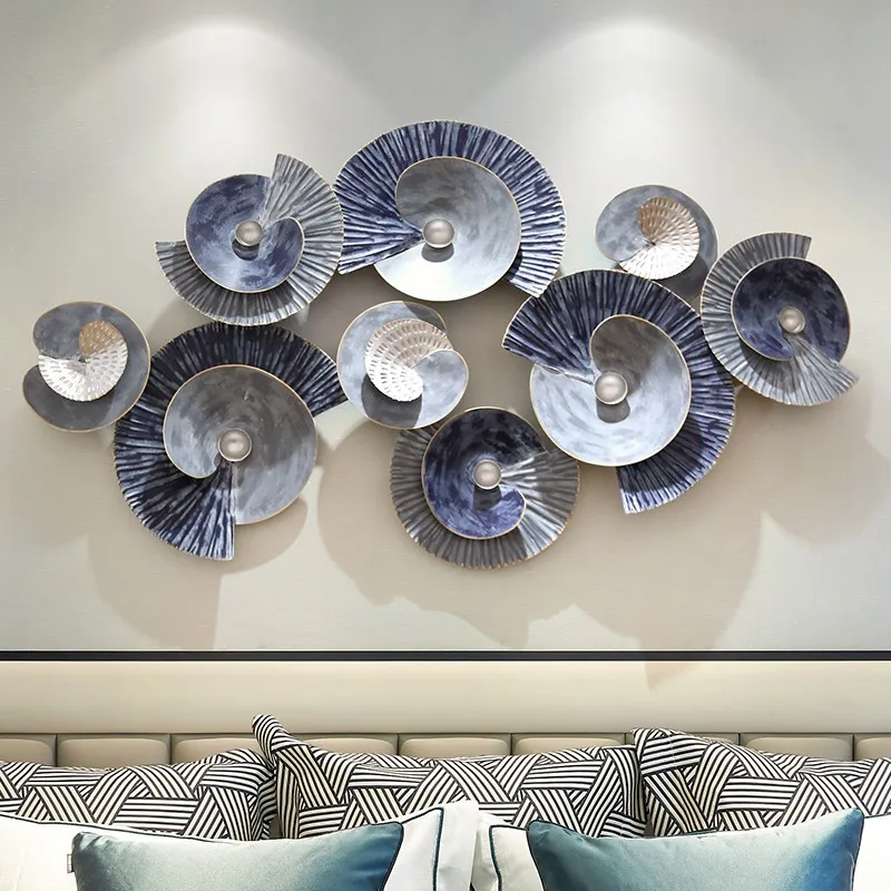 Mediterranean three-dimensional gradual change wrought iron wall decoration creative living room background wall decoration