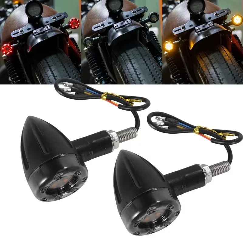 

2/4PCS Mini Indicator Warning Lamps 10mm Thread Universal Motorcycle LED Brake Light Amber And Red Turn Signal Tail Lights 2025
