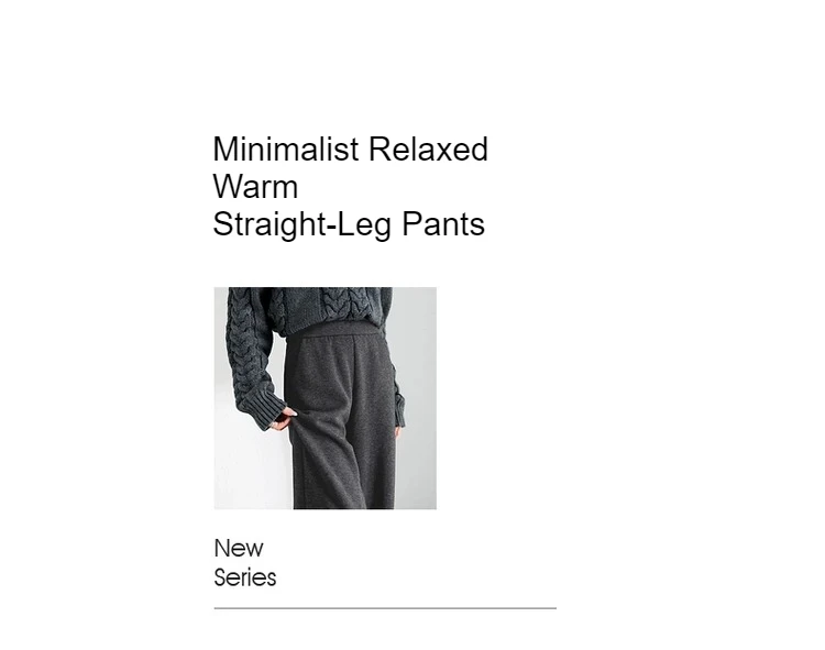 SENTUBILA Lässige gerade Wollhose für Damen, dick, warm, hohe Taille, gestrickte Jogginghose, Winterhose 2024, Damenbekleidung 144K56338 – Detail 2