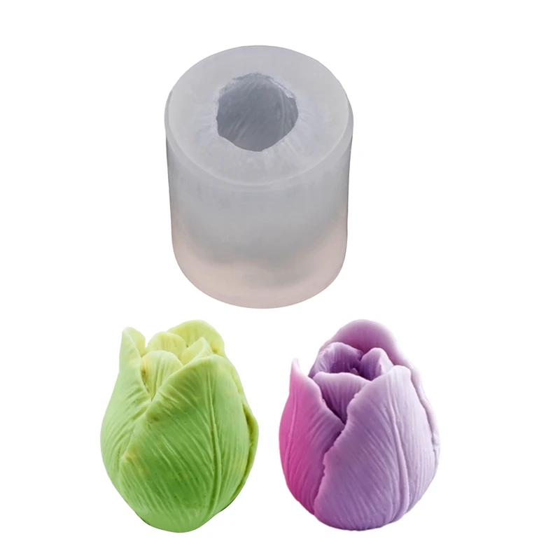 GJ-576 DIY 3D Three-dimensional Tulip Bud Silicone Candle Mold Dessert Sugar Turning Chocolate Baking Products Molds Manual Mold