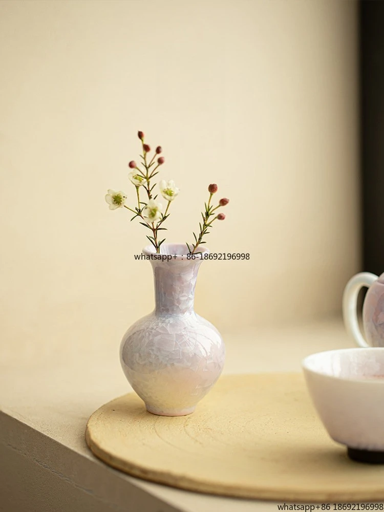 Kiln Transformation Crystal Glaze Violet Orchid Small Vase Household Ceramic Dried Flower Arranger Living Room Entrance Tea