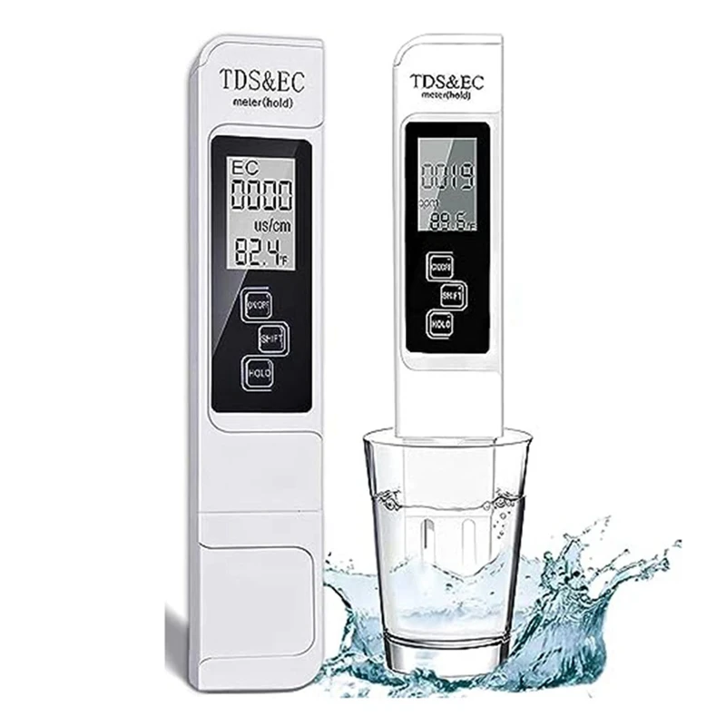 Pengukur TDS Digital 3-In-1, penguji Air TDS, temperatur dan EC untuk hidroponik, air minum