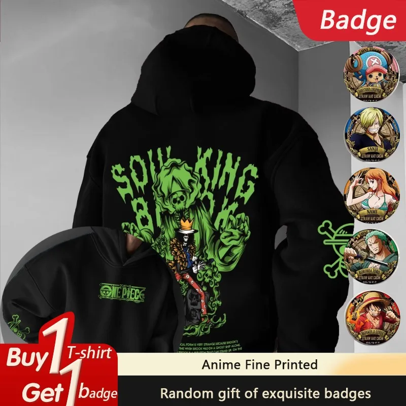 

ONE PIECE аниме периферийные толстовки с принтом BROOK для мужчин и женщин осень/зима новая уличная Harajuku свободный повседневный хлопковый свитер топ