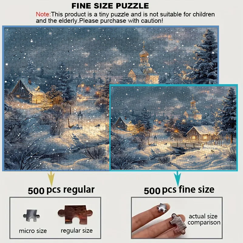 500 قطعة من صندوق الألغاز الصغير للبالغين بتصميم مشهد الثلج في الشتاء - متين للغاية، يحدي البالغين، والترفيه العائلي، #3