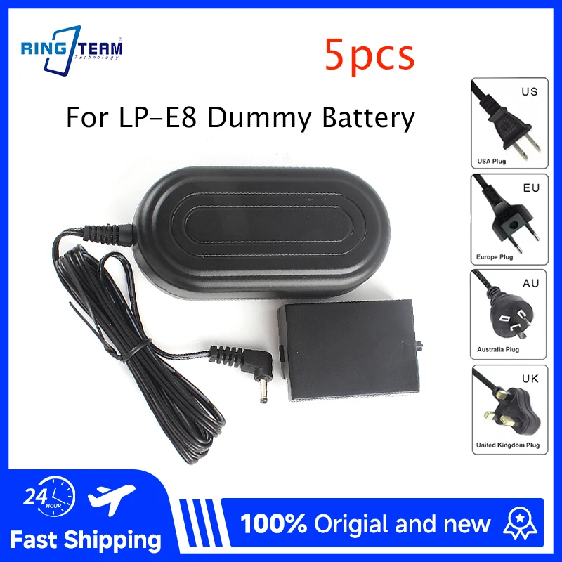 ACK-E8 DR-E8 DC Coupler LP-E8 Dummy Battery AC Power Adapter Kit for Canon EOS Rebel T5i T4i T3i T2i Kiss X7i X6 X5 X4 700D 600D