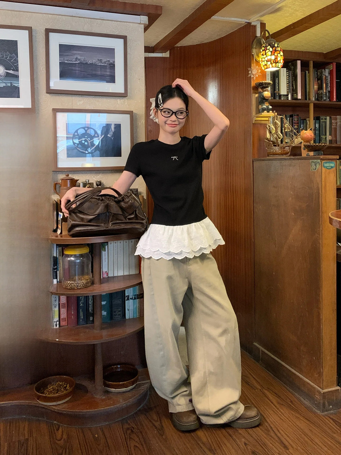 

Женские повседневные брюки i Color Waed из хлопка, прямого кроя, с высокой талией, свободные, широкие, длинные, весенние, модные, стройнящие