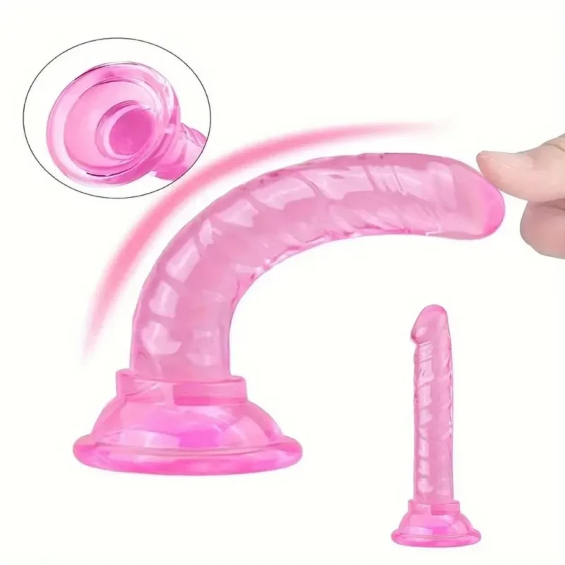 Mini Backcourt Suction Cup Small Anal Plug Simulation Crystal Transparent Female Masturbator Female Dildo Small Penis Adult Sex