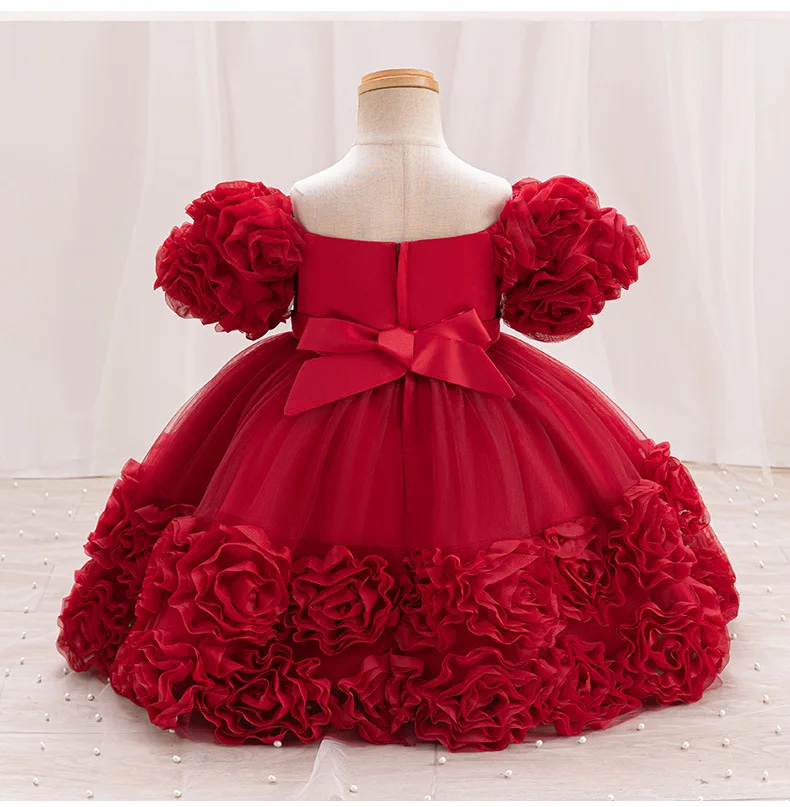 Fashion Flower Girl Dresses for Weddings Four Seasons Girls Party Dresses Short Sleeve Polyester Children Clothing Girl Dress