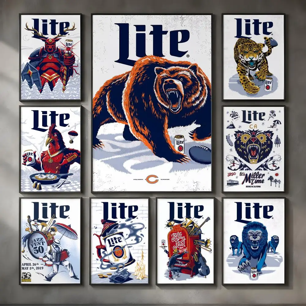 Liquor M-Miller Lite-e Poster Vintage Self Adhesive PP Wall Art for Living Room Bar Bedroom Home Decor Gift