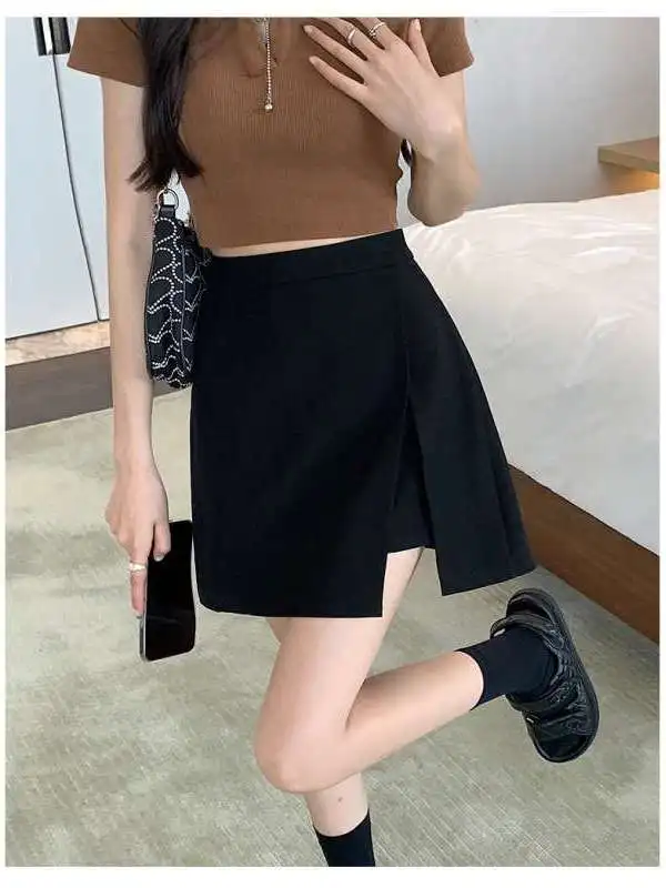 

Черная женская летняя юбка А-силуэта, короткая, для повседневной носки, со средней талией, из ПВХ-ткани, Ciwalk, подходит для Batwing pe