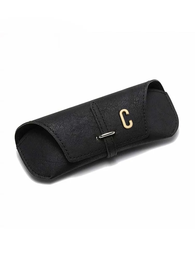 Customized Retro-Style Eyewear Cases Anti-Stress Portable Made of Durable PU Personalized Customer Name Artistic Letter Decor