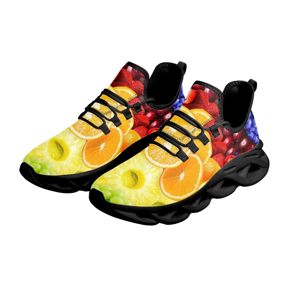 INSTANTARTS Orange Banana Strawberry Fruit Print Mesh Sneakers for Women Lightweight Platform Shoes Female Cushion Zapatillas